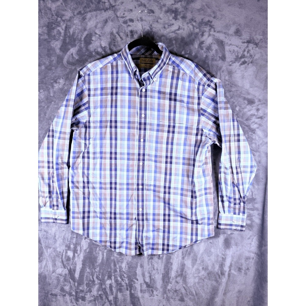 Roundtree And Yorke Gold Label MEN Perfect Performance Sz Large Button Up Shirt
